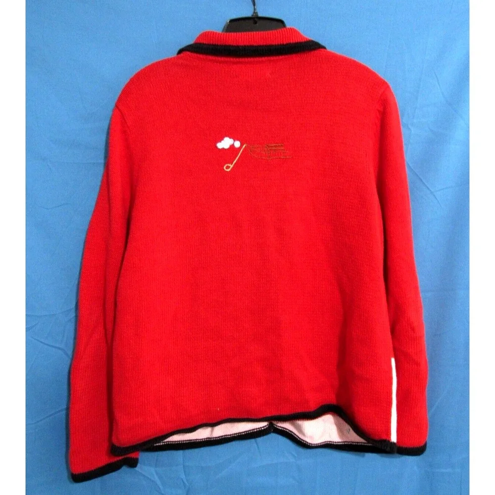 VTG DESIGNERS ORIGINALS Red Cardigan SNOW DAY KIDS PLAY Christmas Sweater S